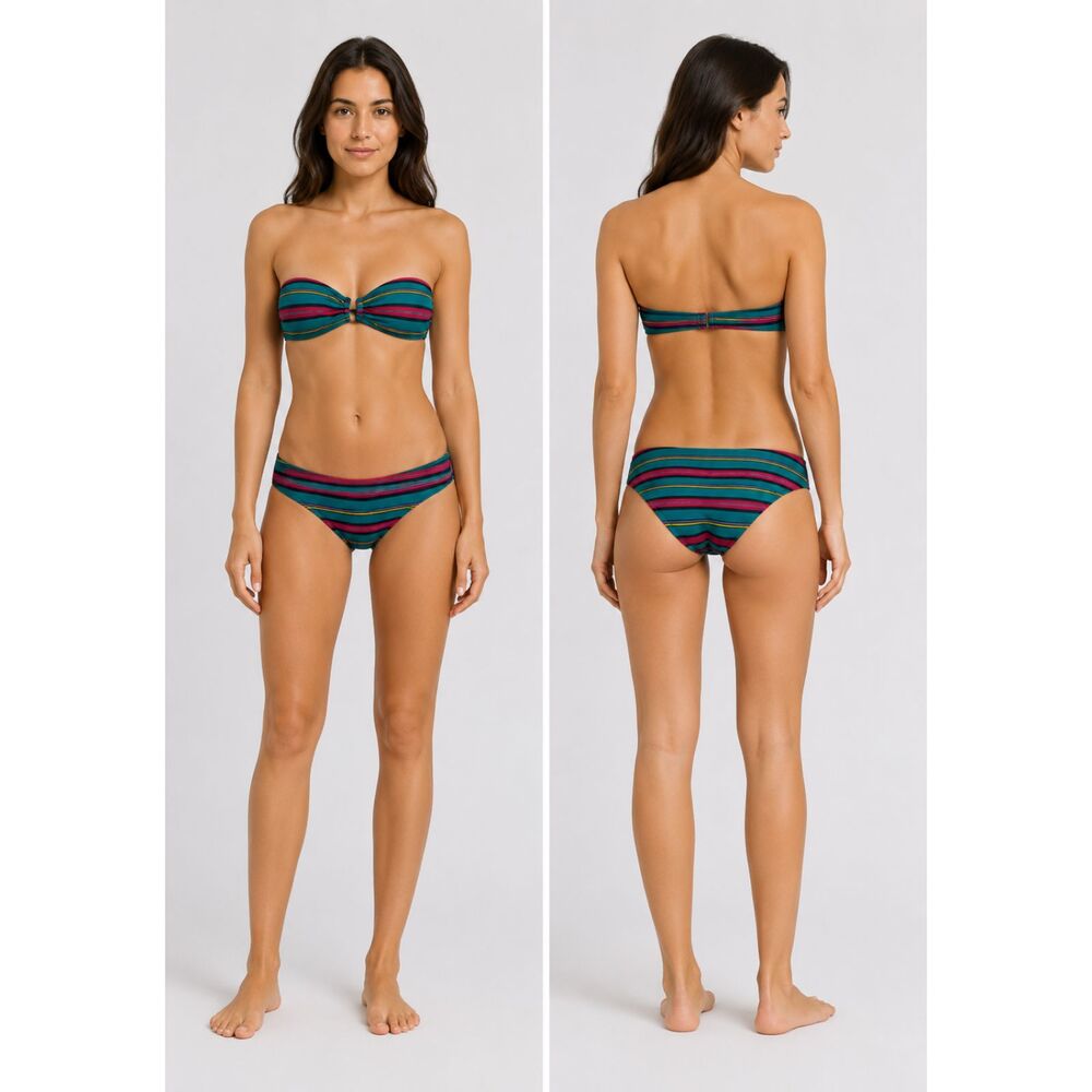 Converse One Star 2 Pc Bikini Set Green Striped S